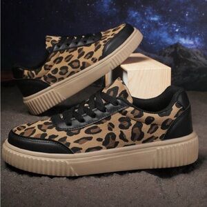 SHEIN Leopard Print Sneakers - Black and Tan